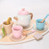 23pcs Set Set Set Playset Wooden Tea for Little Girls, Toddler Tea Wooden Toys Play Kitchen Accessories with Cupcake