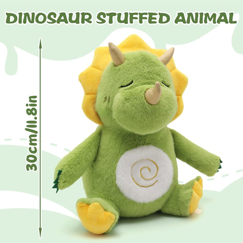 PPONE 11.8 inch Breathing Dinosaur Plush Toys with Light and Sound, Triceratops Dinosaur Stuffed Animal, Adjustable
