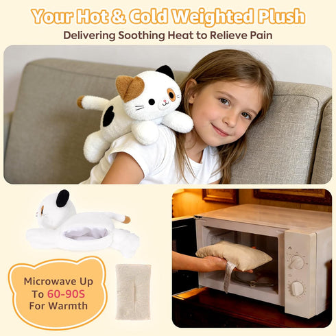 15" Onsoyours Original Microwavable Calico Cat Stuffed Animals, Heatable Lavender Scented Kitten Plushie for Warmth