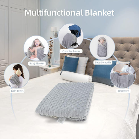 LAT LEE AND TOWN Minky Dot Baby Blanket - Lightweight & Breathable Cotton Receiving Blanket for Newborns, Infants