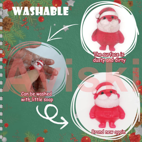 100PCS Christmas Mochi Squishy Toys, Mini Kawaii Christmas Squishies Soft Fidget Toys Stress Squeeze Toys Party Bags
