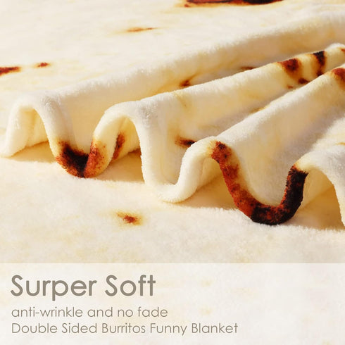 300 Bnuitland Burritos Tortilla Throw Blanket, GSM Double Sided Giant Funny Gift, Realistic Super Soft Novelty Taco