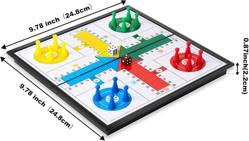 Set, 9.78 inches Ludo Board Game - Magnetic Folding Travel Suitable for Adults and Kids, Easy to Carry, in Size