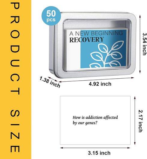 51 Pcs Recovery Card Game for Adults includes 50 Addiction Recovery Cards with Tin Box Therapy Games for Adults Group Therapy Activities for Stress and Social Anxiety Mental Health