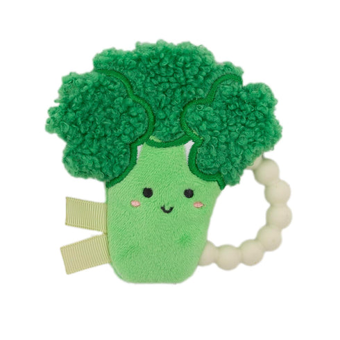 Pearhead Broccoli Baby Teether Soft Plush Sensory Toy with BPA-Free Silicone Beaded