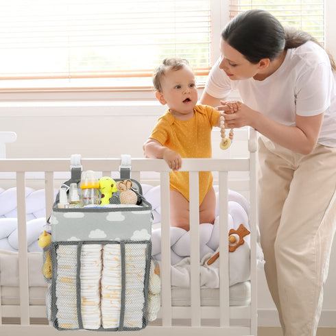 Maliton Hanging Diaper Caddy Organizer, Diaper Stacker for Changing Table, Crib, or Wall Nursery Organization