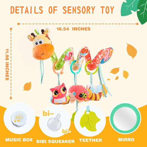 0-3-6-9-12 Tummy Jollybaby Crib Stroller Car Seat Toys for Baby Months, Time Hanging Sensory Toys for Newborn