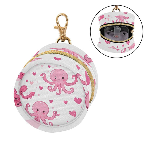 YETTASBIN Cute Pink Octopus Portable Pacifier Holder Case with Metal Hook Buckle & Zipper for Diaper Bag and Stroller