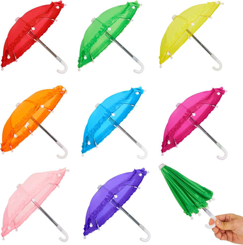 Eccliy Mini Doll Umbrella 11.8 Inch Colorful Tiny Plant Beach Sunny Rainy 1:6 Scale Doll Umbrella