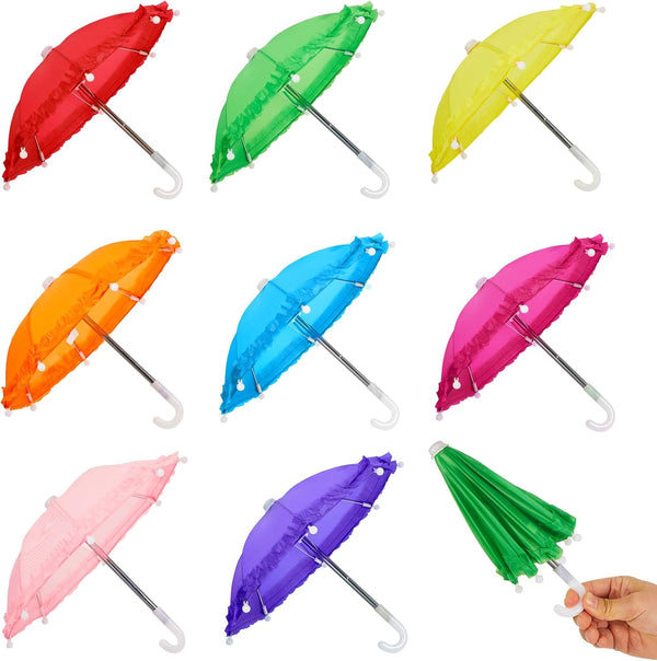 Eccliy Mini Doll Umbrella 11.8 Inch Colorful Tiny Plant Beach Sunny Rainy 1:6 Scale Doll Umbrella