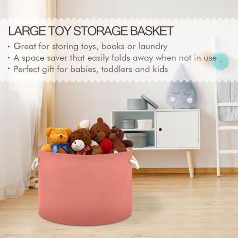 Salmon Canvas Storage Bins - Round Baby Laundry Basket