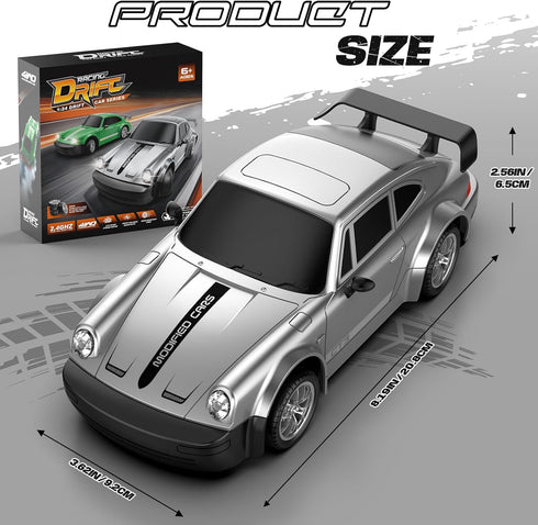 1:24 4WD 20KM/H 2 RC Drift Car Scale, Remote Control Car with LED Lights High Speed, Dual-Mode Racing & Drifting Toy