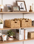 2 Pack StorageWorks Scalloped Edge Wicker Basket, Hand-woven Rattan Baskets with Built-in Handles, Water Hyacinth