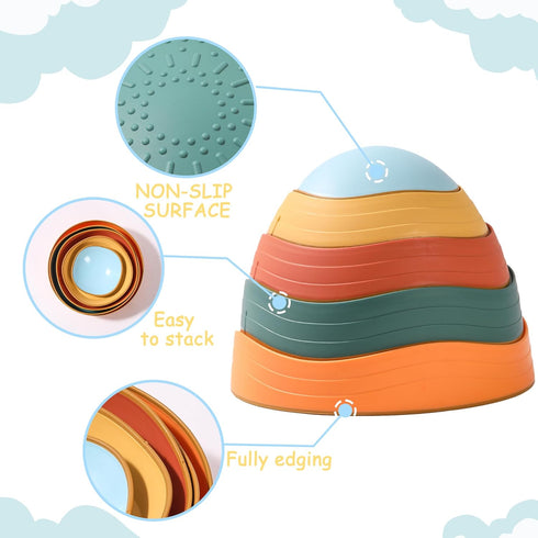 Balance Stepping Stones for Kids - 5pcs Non-Slip River Stones for Indoor & Outdoor Coordination Games, Ages 3-8+