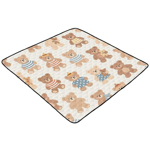 GOODOLD 50x50 Inch Cartoon Teddy Bears Baby Play Mat One-Piece Soft Crawling Mat Waterproof Playmat with Non-Slip