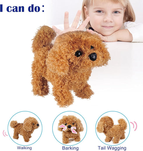 WorWoder Plush Teddy Toy Puppy, Electronic Interactive Pet Dog for Kids, Walking Barking Companion Animal