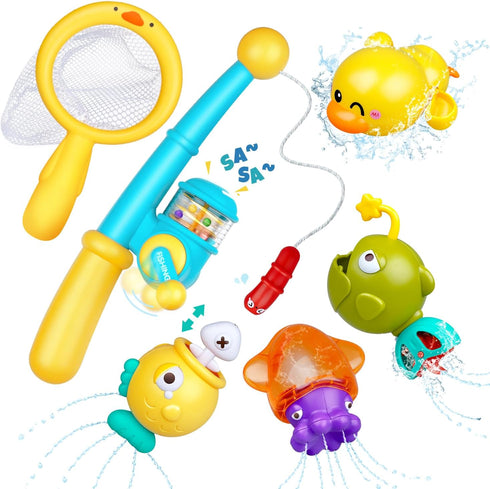 Baby Bath Toys for Kids Ages 1-3, Magnetic Fishing Games with Floating Bathtub Toys & Fishing Net for Toddlers