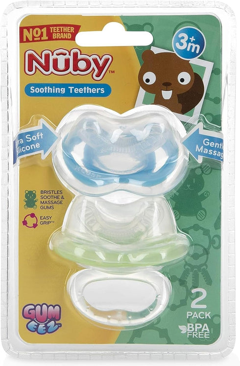 Nuby 2-Pack Gum-EEZ Pacifier Teethers, Colors May Vary