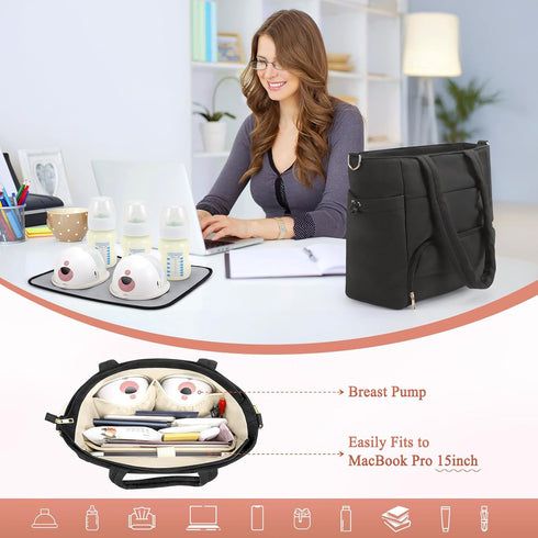 Adworte Pack 16 Wearable Breast Pump Bag for Working Mom, Breastmilk Cooler Tote Bag with Insulated Compartment, Breast