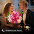 Set 21 832PCS CUBIMANA Flowers Bouquet Building with LED - Rose Red Botanical Collection Kit for Adults Women
