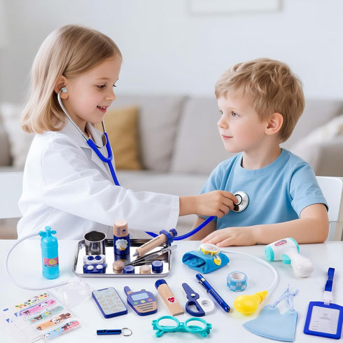 35 3-5 Set EFO SHM Doctor Kit for Kids, Pcs Kids Doctor Kit for Toddlers with Medical Storage Bag & Real Stethoscope