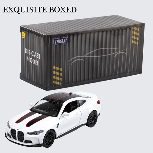 1/36 Scale BMW M4 CSL Diecast Model Car, Pull Back Vehicle, Gift for Boys and Girls, White
