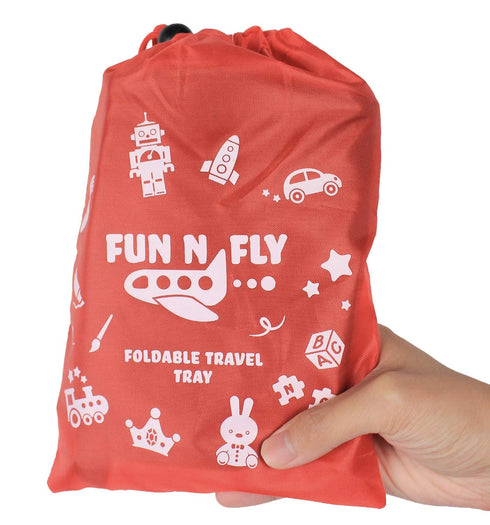 Fun N Fly Foldable Travel Tray - Portable Durable Blue Red Snack Desk for Kids, Toddler, Baby Airplane Travel by FunnFly