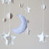Baby Crib Mobile - Moon & Stars in Grey, White & Cream - Unisex Nursery Decoration