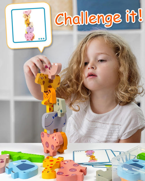 1 2 3 2-4, 10 Pack Toy,1 2 3 Maaacute Montessori Toys for Year Old Boys Girls, Toddler Toys Age Wooden Animal Blocks