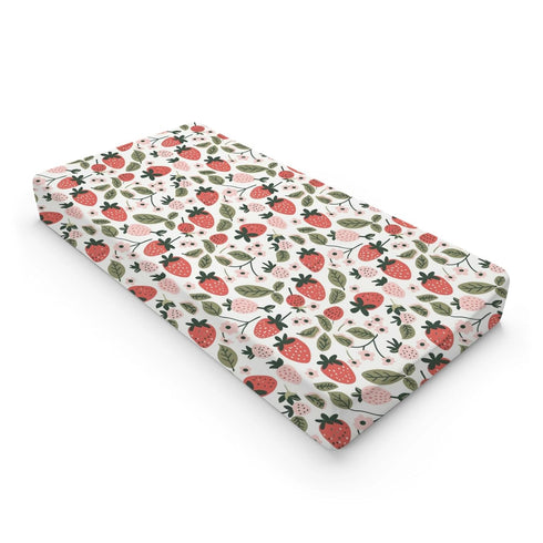 KuphiL10C Girls-16x32 Cartoon Strawberry Flowers Leaves Baby Changing Pad Cover,Unisex Fruits Nursery Diaper Changing