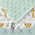 African Safari Jungle Animal Minky Baby Blanket, Dotted Backing Boy Girl, Blue Elephant Giraffe Zebra Double Layer