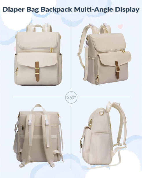 NatuFuse Backpack, 15 Diaper Bag Pockets Baby Bag, Girl Boy Travel Tote Bag with Insulated Pocket, Cute Diaper Bag