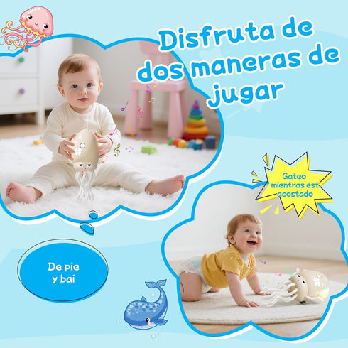 Tummy Crawling Dancing Octopus Toy for Kids Rechargeable Interactive Sensory Toy with LED Lights & Music, Fun Time Gift