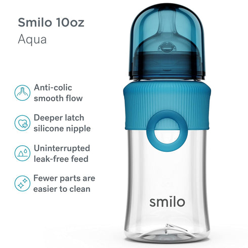Set 0 10 Oz 300 ml 3X Pack 0-3 Smilo Baby Bottle with Stage Slow Flow Anti Colic Nipple, / Capacity, of Anti Colic Baby