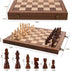 Ajedrez Set, 15" 2 Magnetic Wooden Chess Walnut Folding Chess Board with Handcrafted Pieces Extra Queens, Portable