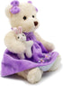 10" Oitscute Small Baby Teddy Bear with Cloth Cute Stuffed Animal Soft Plush Toy (Purple Dress with Rabbit)