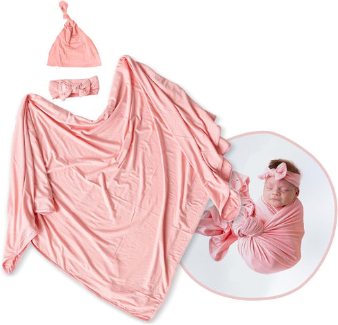 Stroller Society - Newborn Swaddle and Hat Set, Stretchy and Comfortable Baby