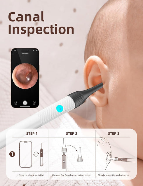 Set 6LED OTTOLIVES Baby Ear, Nose, Throat Examination with HD Camera, Home ENT Scope with Light, Ear Checker Tool, Baby