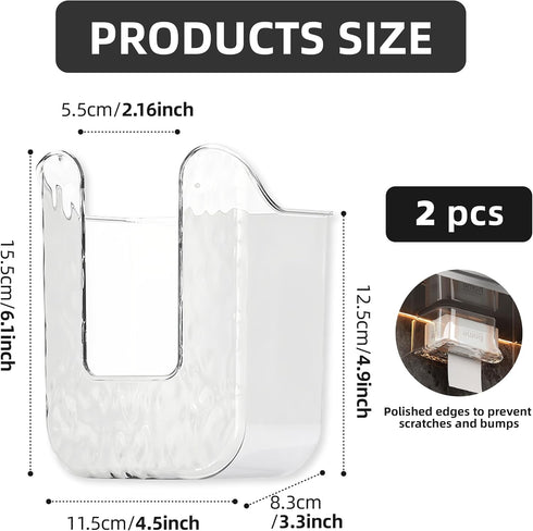 JREEPEE 2 Pcs Acrylic Bathroom Wipes Holder, No Punching Wall Mounted Flushable Wipes Dispenser for Bathroom & Kitchen