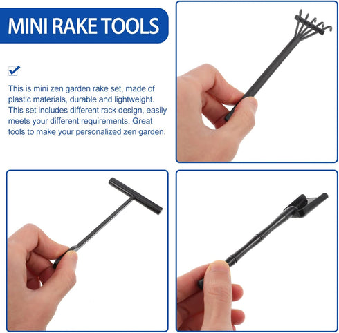 NUOBESTY 6pcs Mini Zen Garden Rake Tool Set, Desktop Sand Rock Push Drawing Pen Accessories for Zen Garden