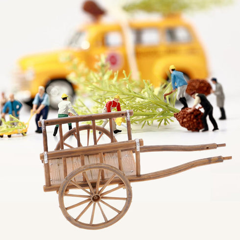 2Pcs STOBOK Miniature Farming Cart Model Dollhouse Miniature Barrows Simulation Cart Ornaments Landscape Decorations