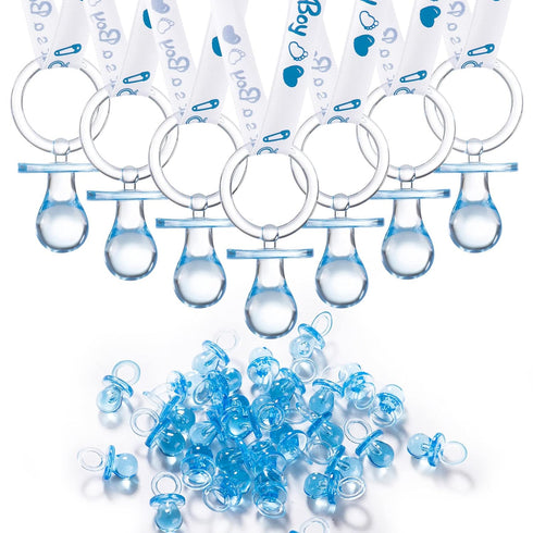 24 Baby Shower Pacifiers Necklace for Boy, 30 Mini Acrylic Pacifiers Charm