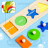 First Jumbo Knob Wooden Shape Puzzles for Toddlers 1-3, Montessori Peg Shapes Puzzle Sorter Board