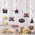 LINGTEER Happy 24th Birthday Decorations, 12Pcs Black & Rose Gold Swirls Streamer Set for 24 Years Old Bday Party