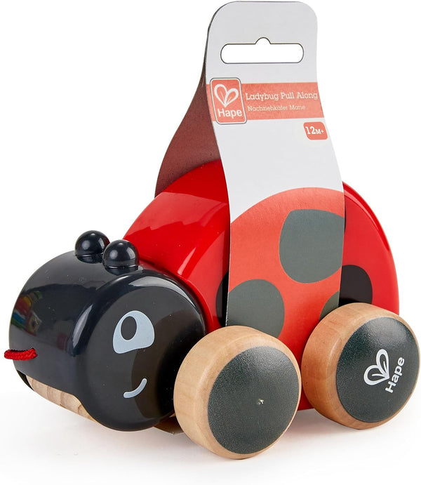 Hape Ladybug Pull Along Toy, Red and Black