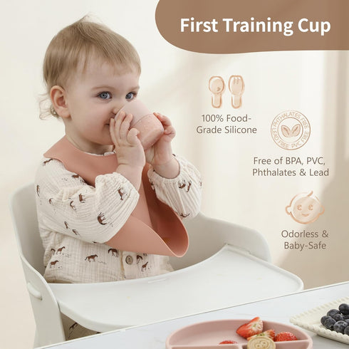 Set 4 Set, 2 Pack) Moonkie Baby Training Cup & Sippy Cup | Months+ | Baby-Led Weaning Essential | Gift for Infants