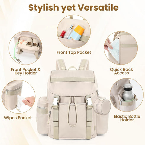 COOLREX Backpack Diaper Bag with Changing Pad, Pacifier Case & Stroller Straps, Insulated Pockets Water Resistant