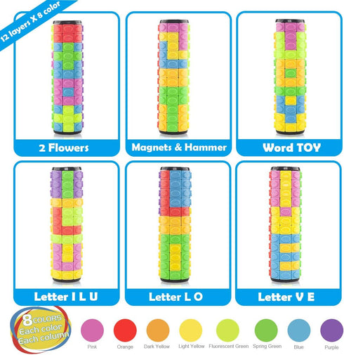 R.Y.TOYS Rotate and Slide Puzzle, Fidget Toy with 8 Colors and 12 Layers, Brain Teaser for Quick Play