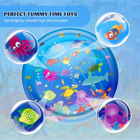40''X40'' Tummy Time Water Mat, XL Inflatable Activity Center for Babies, Baby Toys for 3 6 9 12 Months