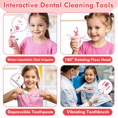 3-5 Set, 3 4+ Playset, 3 4 5 Lehoo Castle Doctor Kit for Toddlers Girls, Kids Dentist Play Toys for Year Old Girls